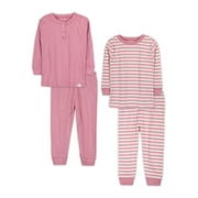 Little Star Organic Baby \u0026 Toddler Girl 4 Pc Long Sleeve \u0026 Long Pant Pajamas, Size 9 Months - 5T